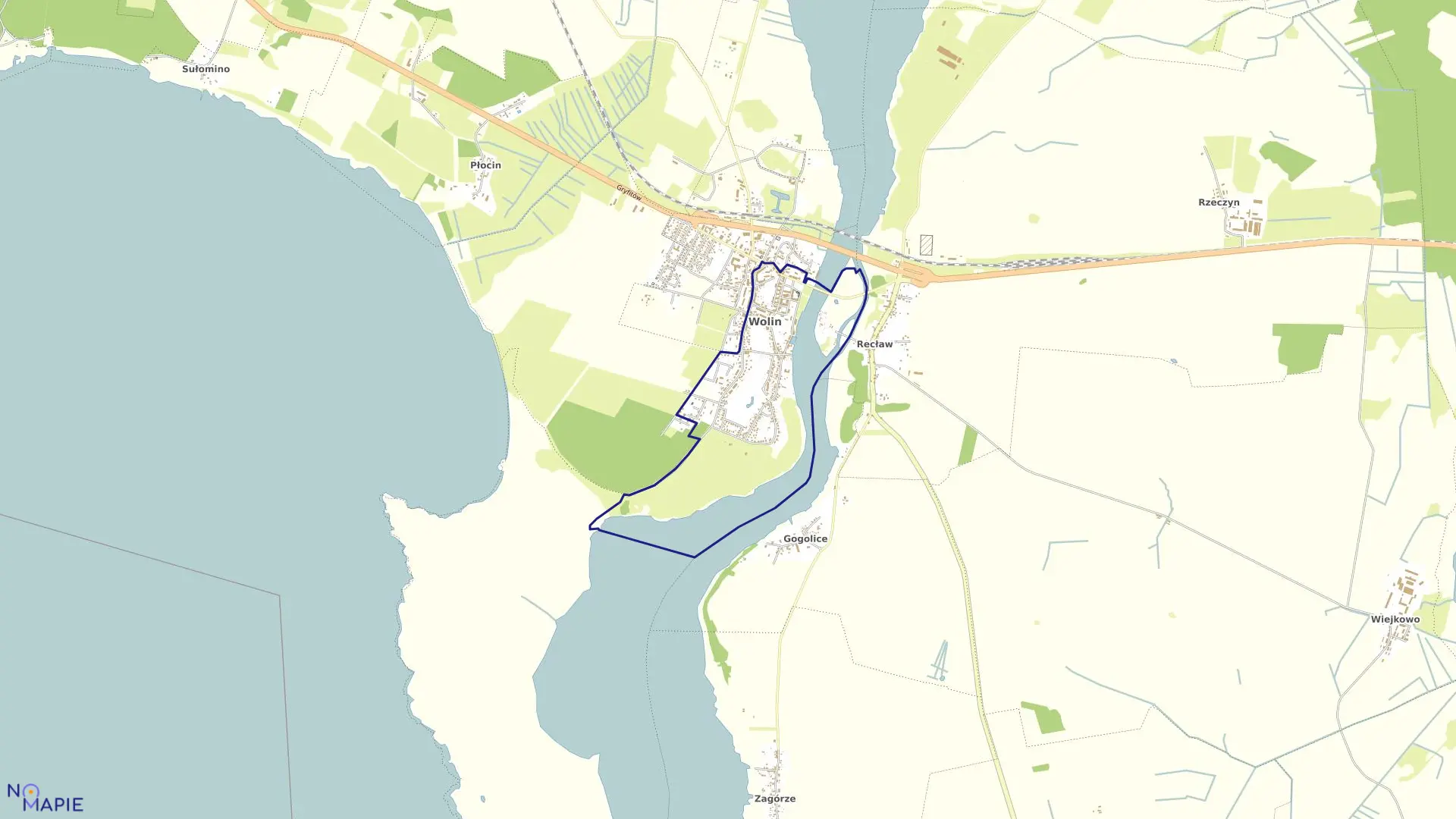 Mapa obrębu 0003 Wolin w gminie Wolin
