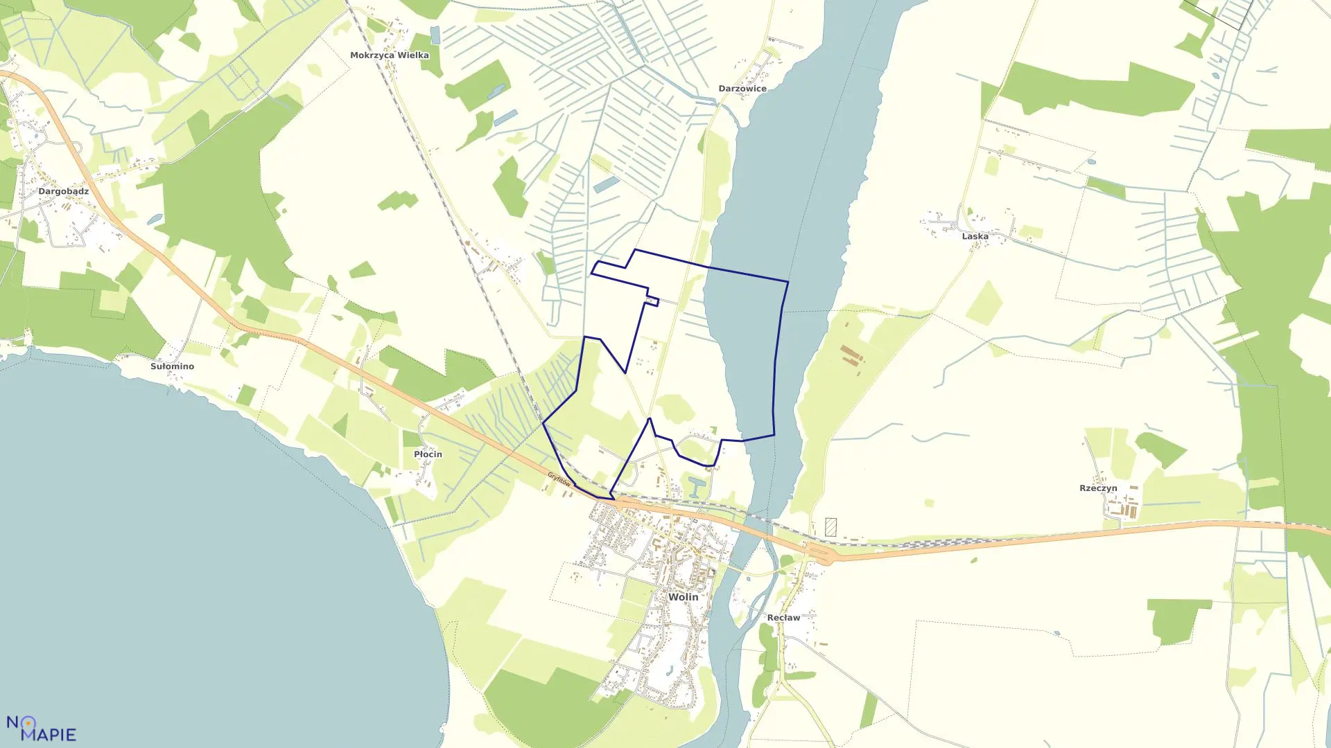 Mapa obrębu 0005 Wolin w gminie Wolin