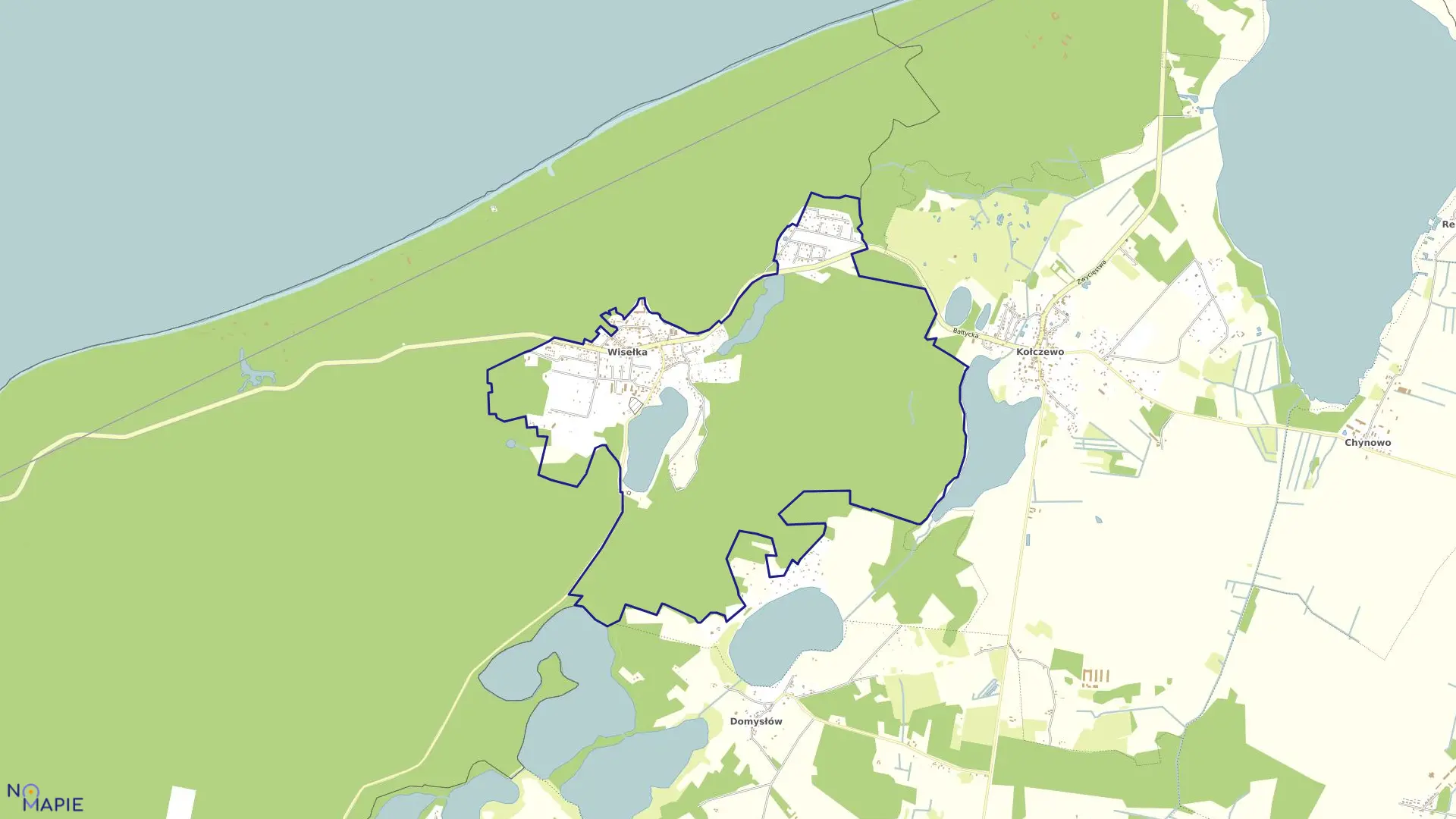 Mapa obrębu Wisełka w gminie Wolin