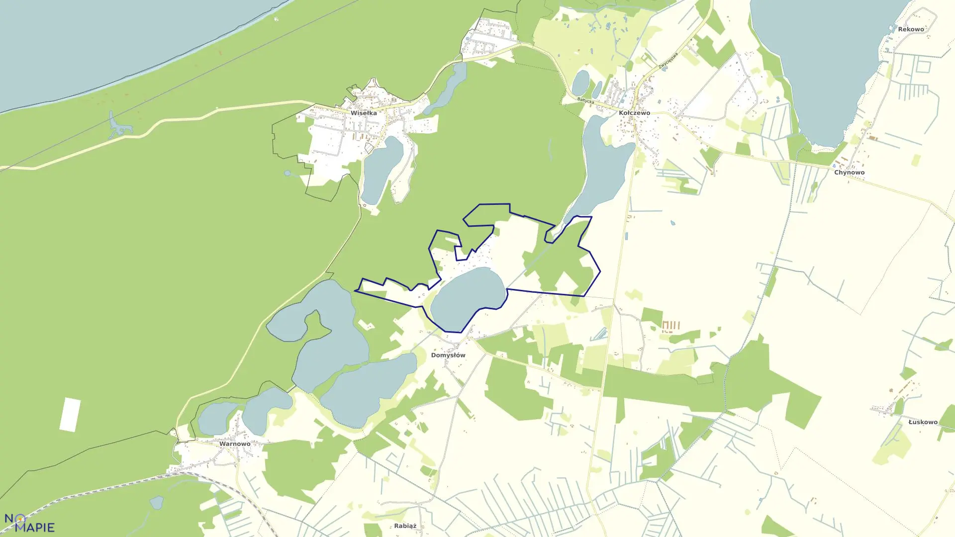 Mapa obrębu Żółwino w gminie Wolin